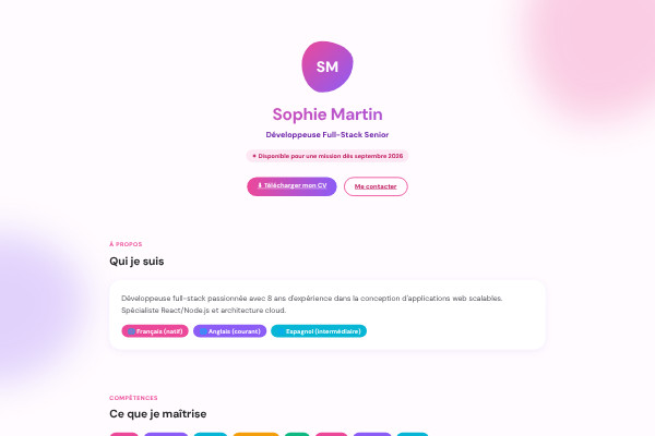 Aperçu du thème de portfolio Créatif Coloré