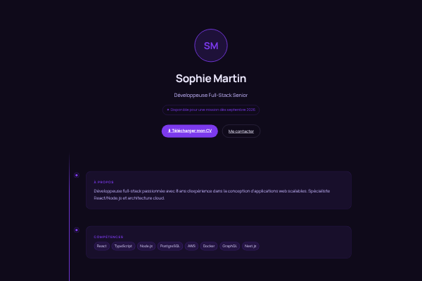 Aperçu du thème de portfolio Timeline Immersive