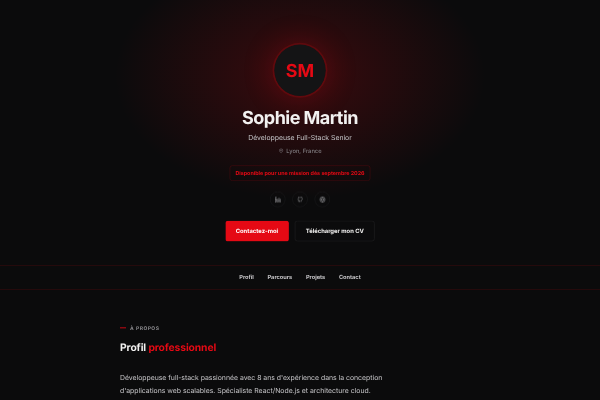 Aperçu du thème de portfolio Signature Noire