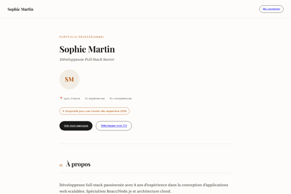 Aperçu du thème de portfolio Éditorial Clair
