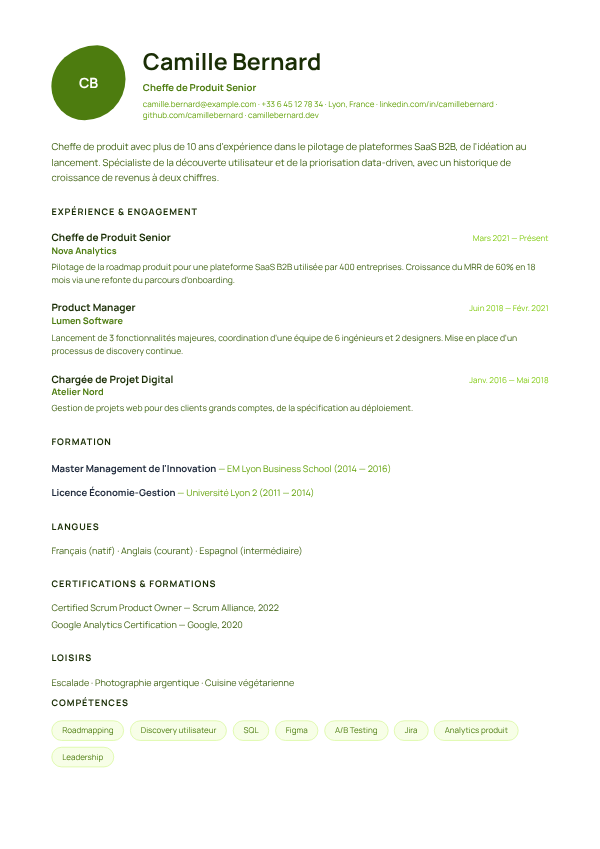 Modèle de CV Impact