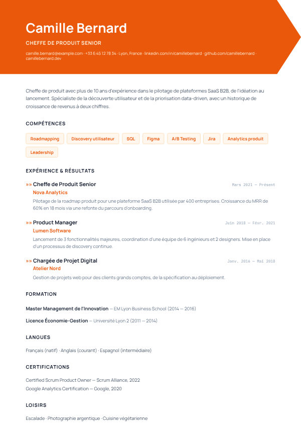 Modèle de CV Objectifs