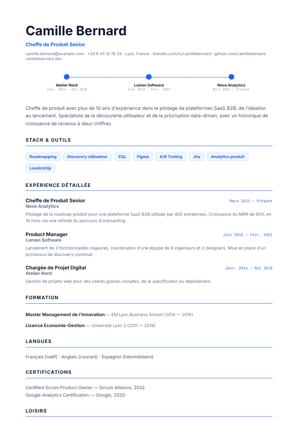 Modèle de CV Pipeline