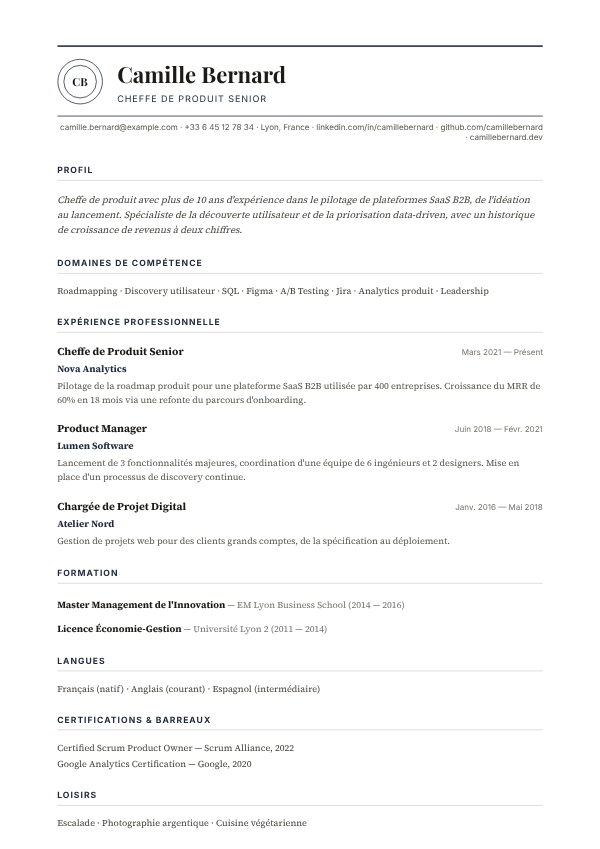 Modèle de CV Sceau
